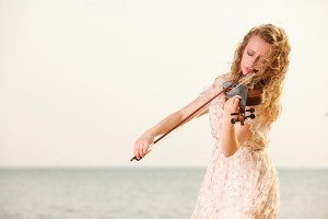 The Blonde Girl With A Violin Outdoor
